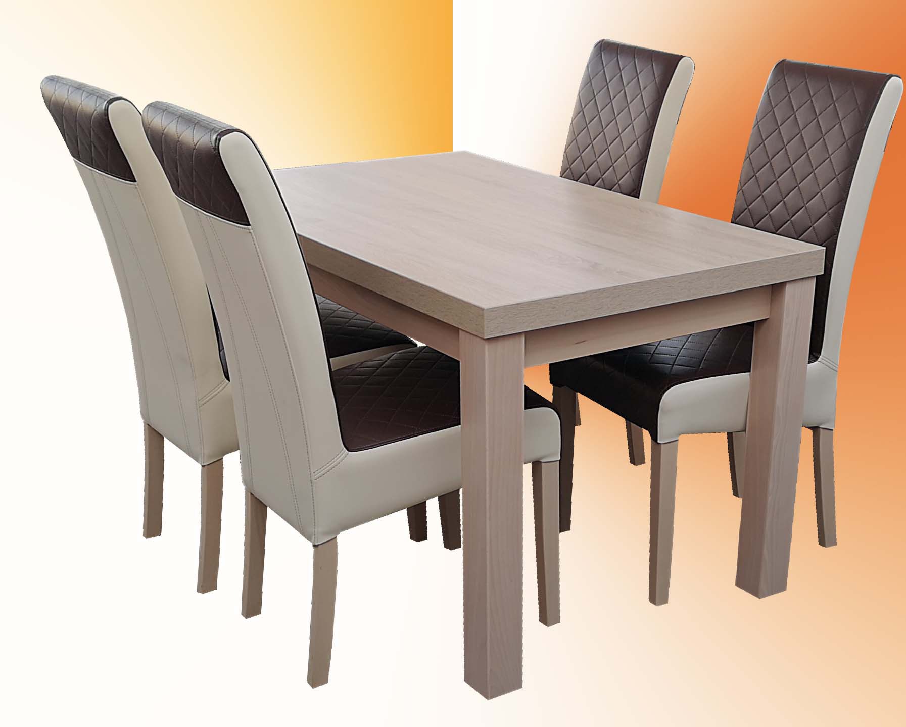 Stylowy stół dąb sonoma z 4 krzesłami brązowymi - obrazek 2