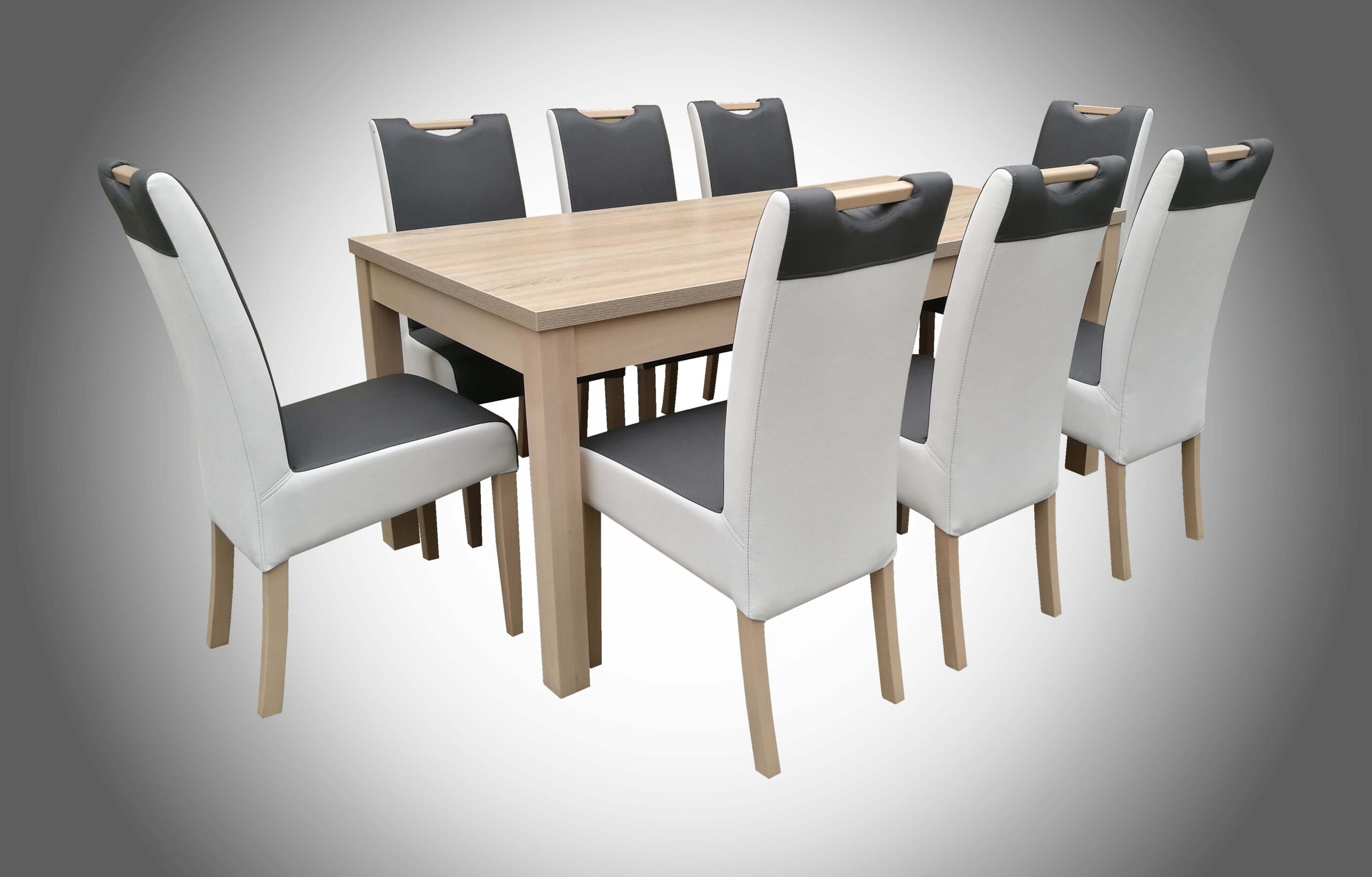 Nowoczesny stół dąb sonoma z ośmioma krzesłami