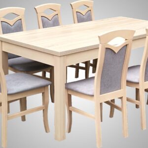 Nowoczesny stół z krzesłami w kolorze dąb sonoma
