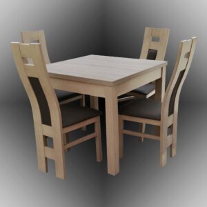 Nowoczesny stół dąb sonoma z czterema krzesłami drewnianymi