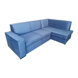 Nowoczesny niebieski narożnik z funkcją spania Szczep