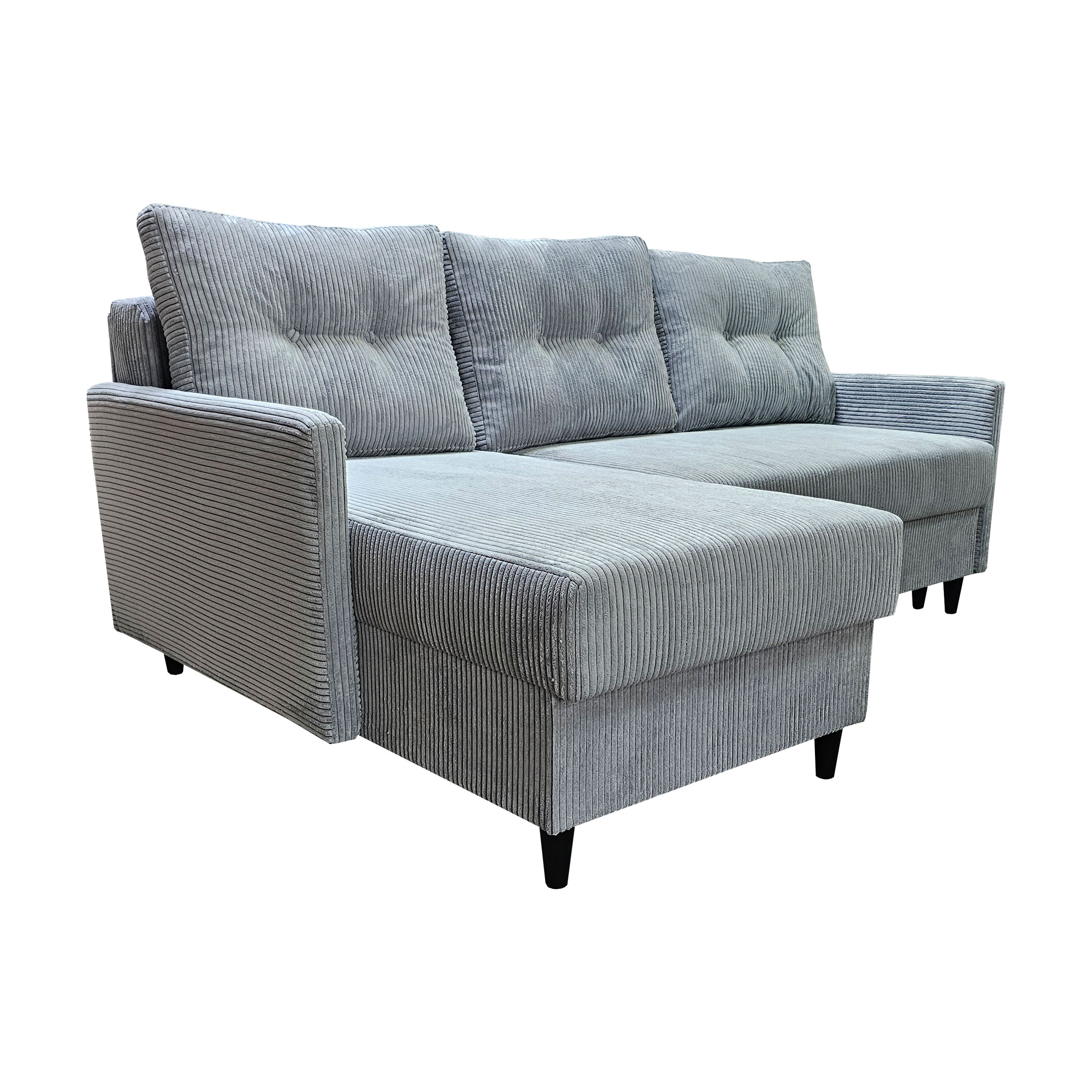 Narożnik dwustronny skandynawski sztruks popielaty - obrazek 7