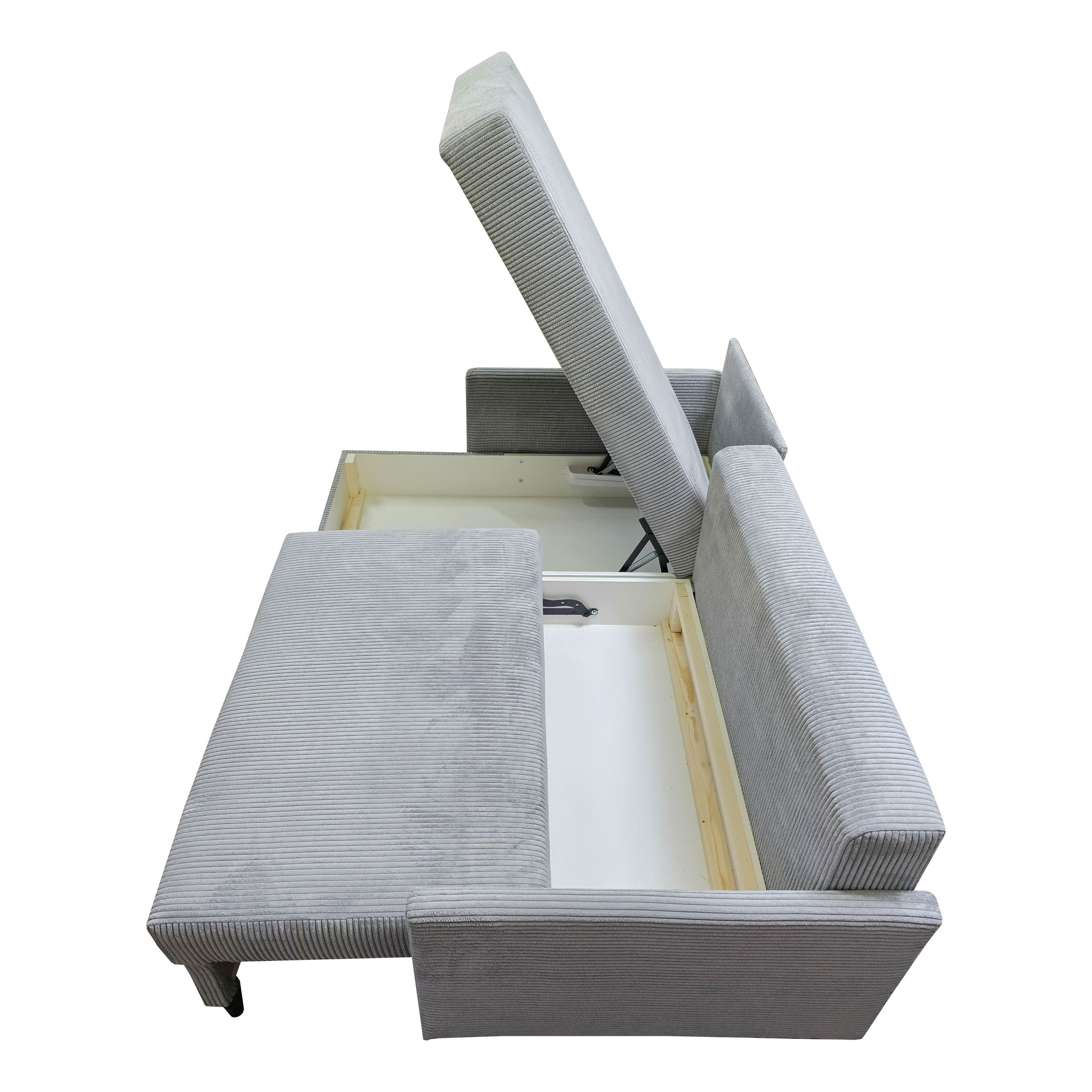 Narożnik dwustronny skandynawski sztruks popielaty - obrazek 4